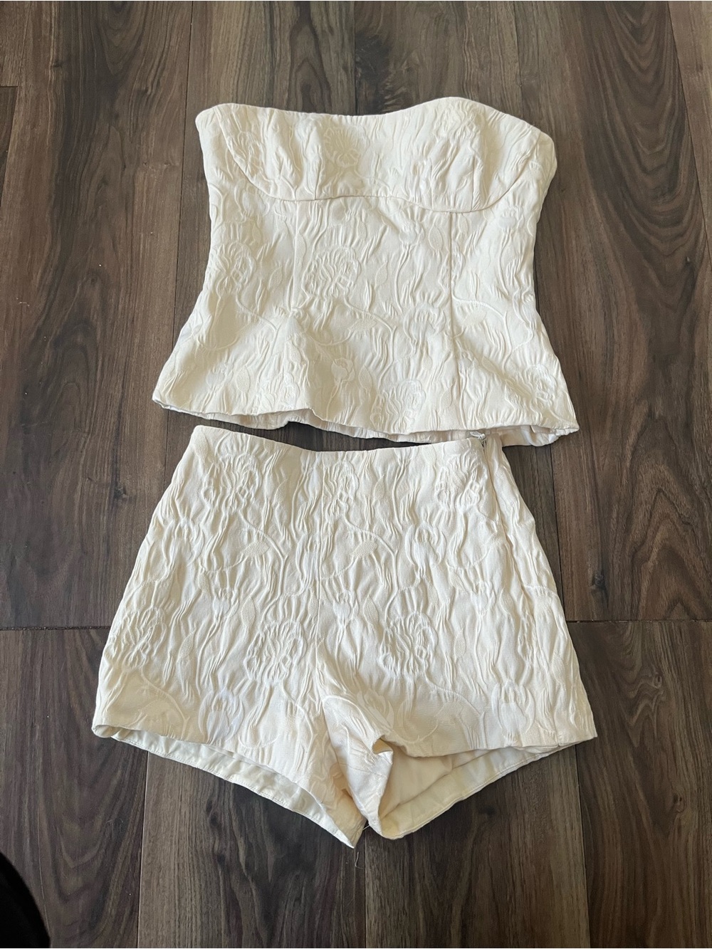 Sir. Etienne 2 Piece Set Bodice Corset Top Shorts Floral French Jacquard Sz 0/1